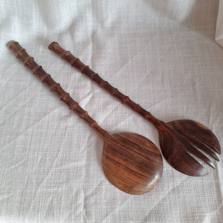 Vintage Large Wood Salad Servers