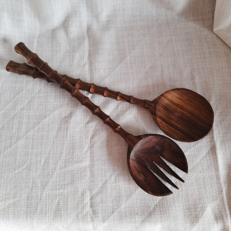 Vintage Large Wood Salad Servers