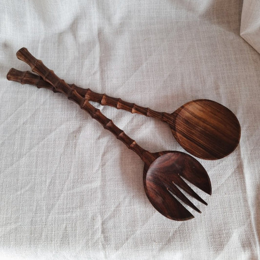 Vintage Large Wood Salad Servers