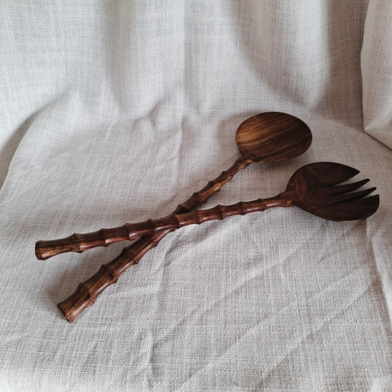 Vintage Large Wood Salad Servers
