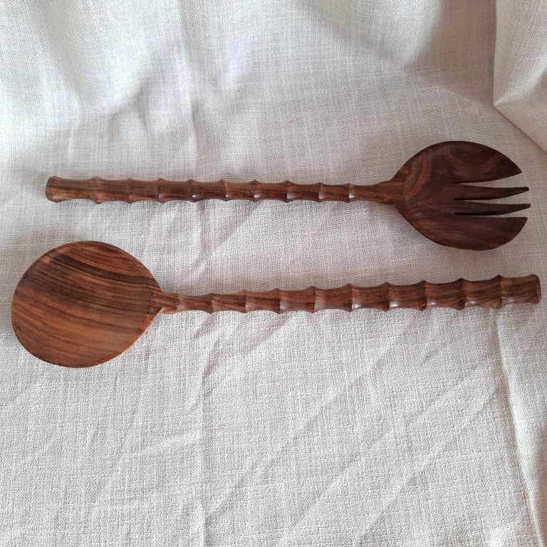 Vintage Large Wood Salad Servers