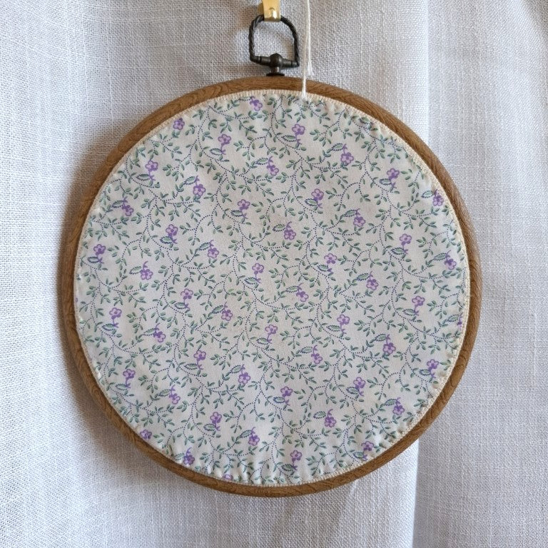 Vintage Peter Rabbit Style Bunny Cottage Framed Cross Stitch Hoop Art