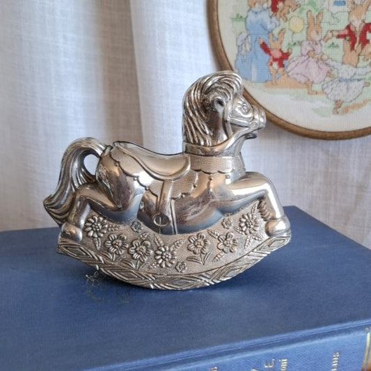Vintage Silver Plated Rocking Horse Decorative Ornament