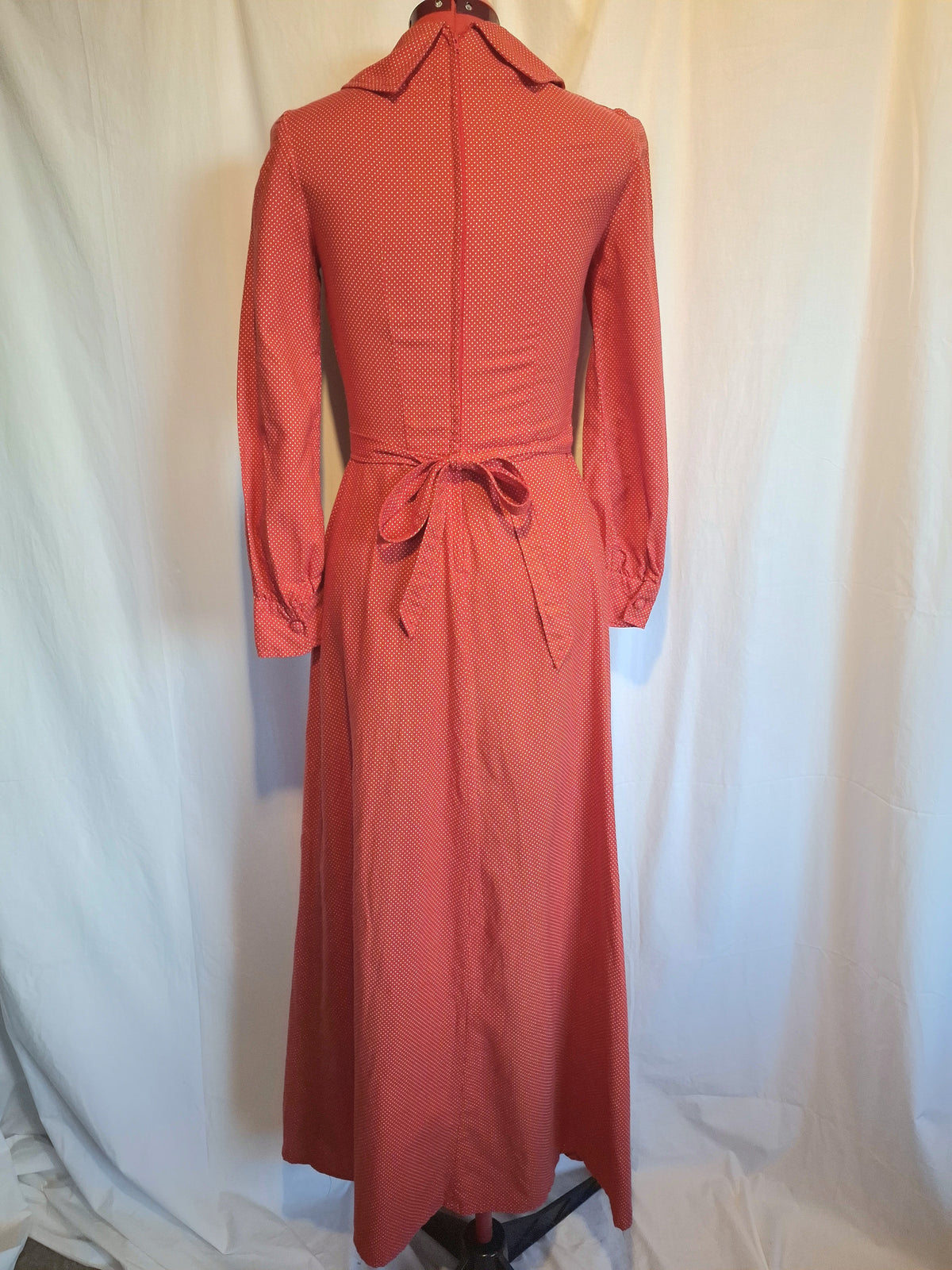 Vintage Women's Red Polka Dot Smocked Maxi Dress Size 10