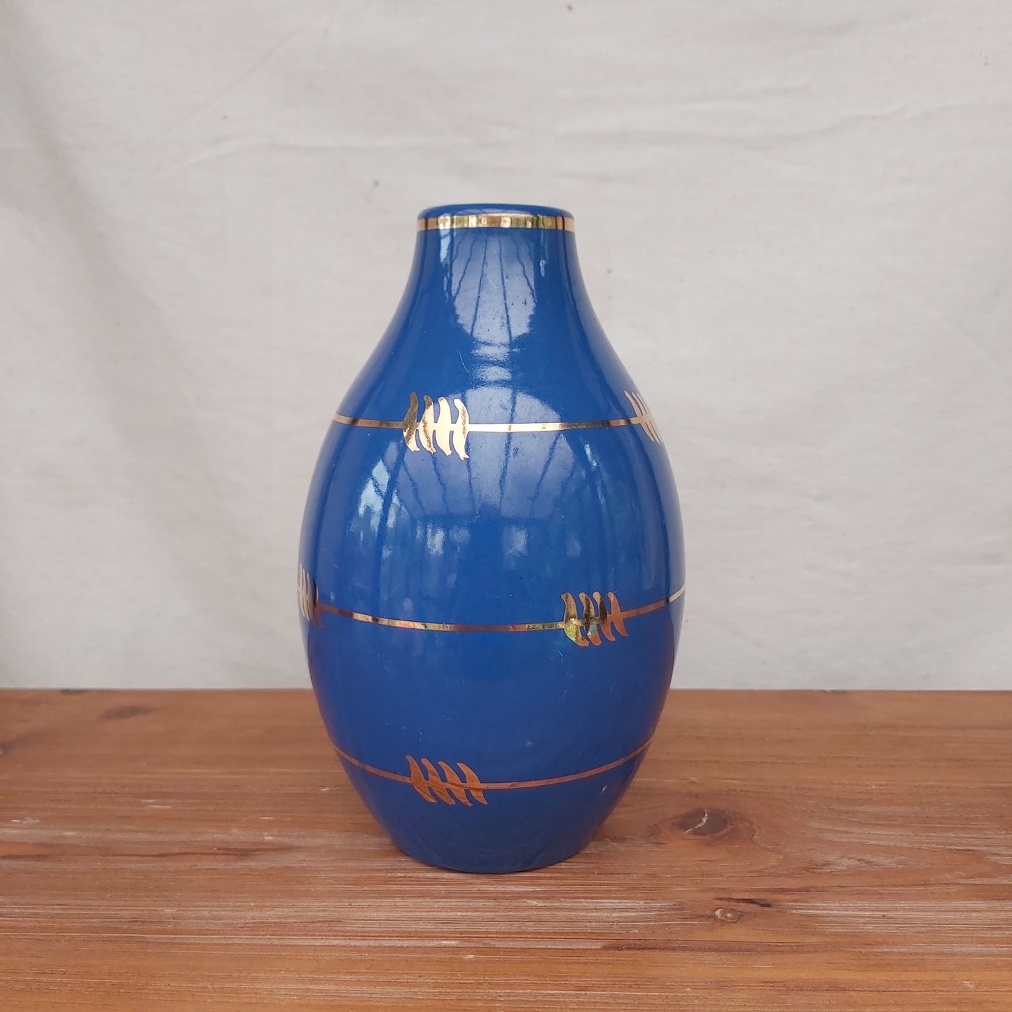 Vintage Nittsjo Keramik Cobalt Blue Vase