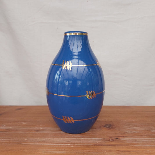 Vintage Nittsjo Keramik Cobalt Blue Vase