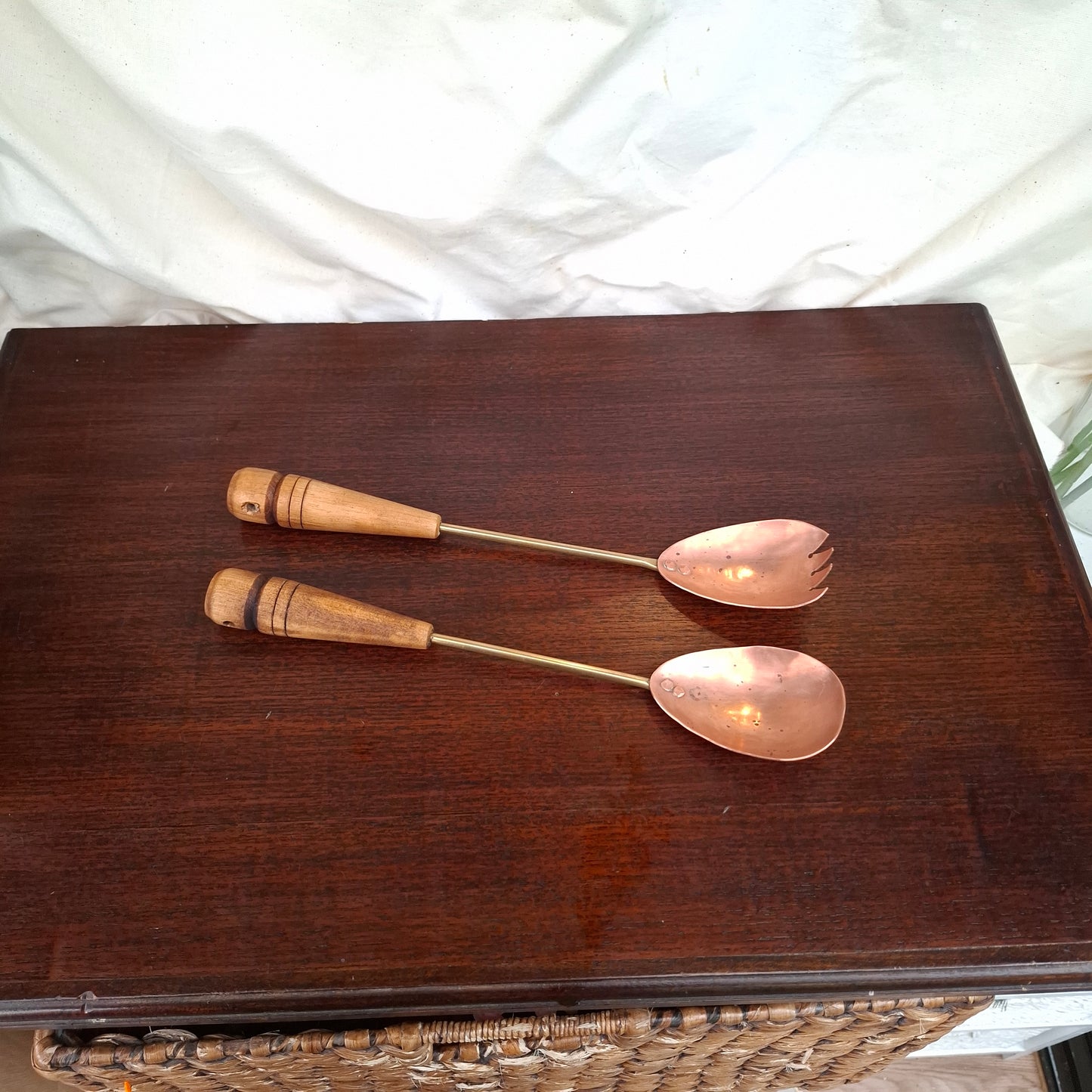 Vintage Copper and Brass Salad Servers