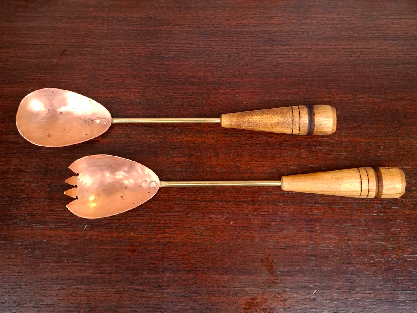 Vintage Copper and Brass Salad Servers