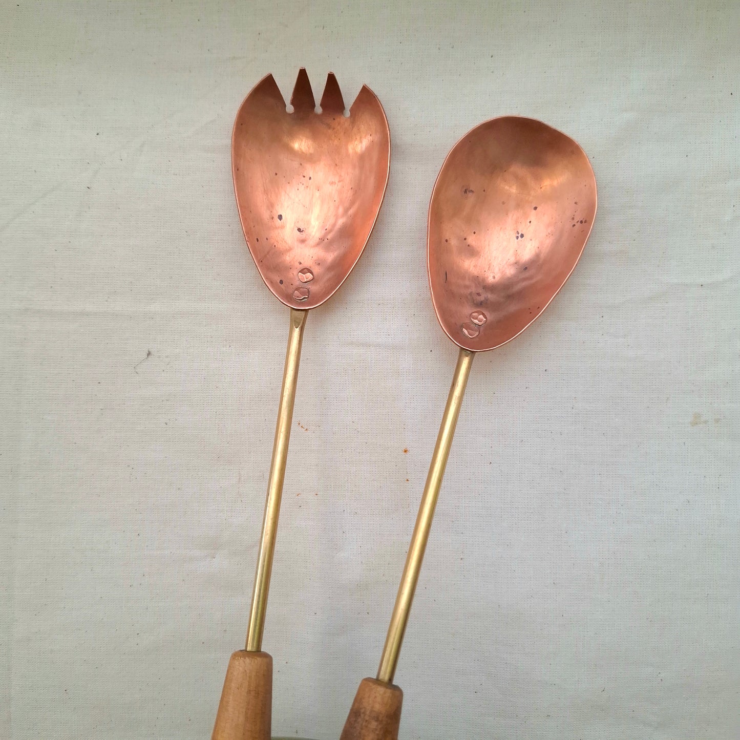 Vintage Copper and Brass Salad Servers