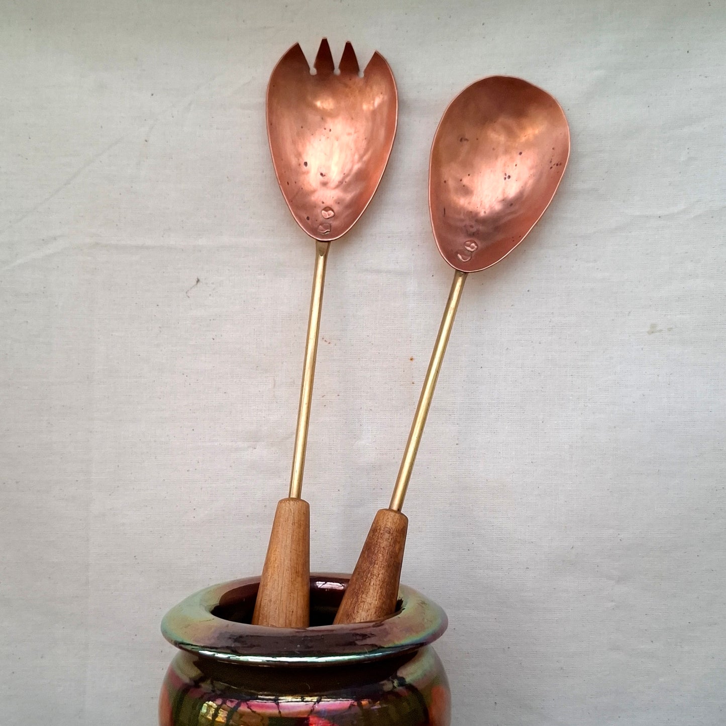 Vintage Copper and Brass Salad Servers