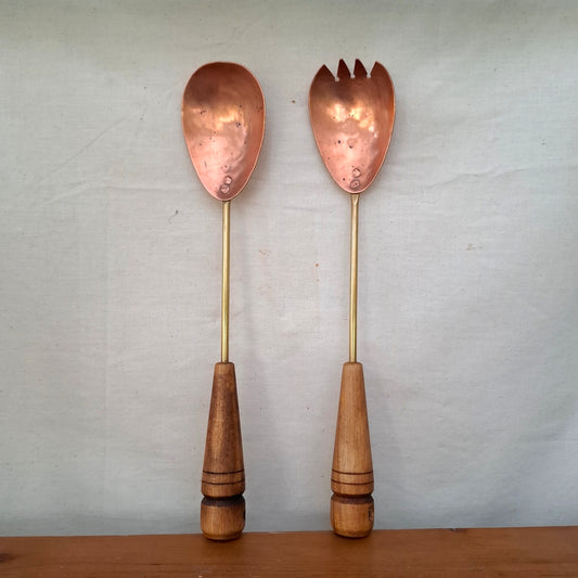 Vintage Copper and Brass Salad Servers