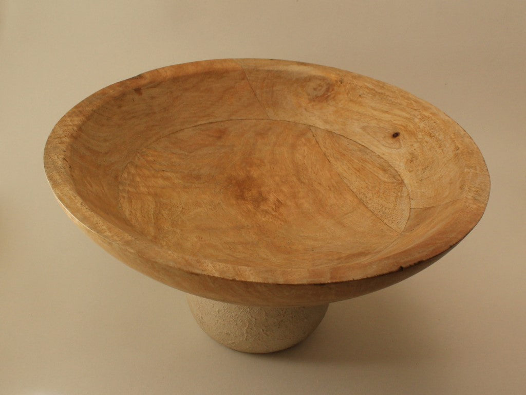 Large Rustic Wood Pedestal Bowl