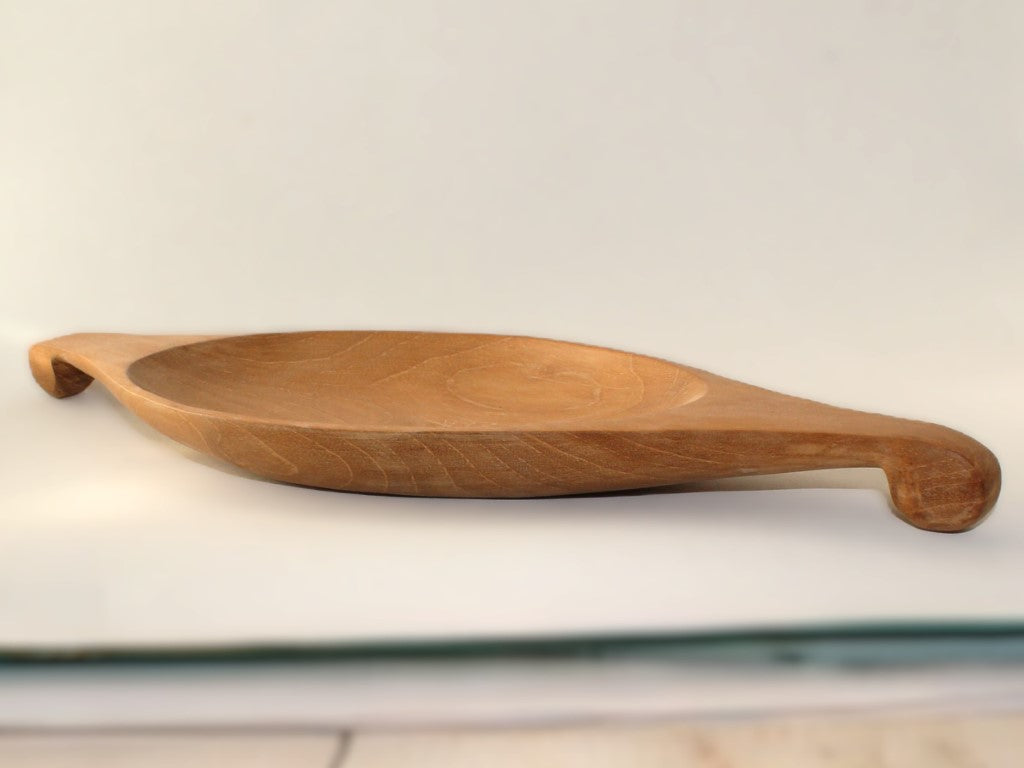 Scroll Handle Small Wood Dish