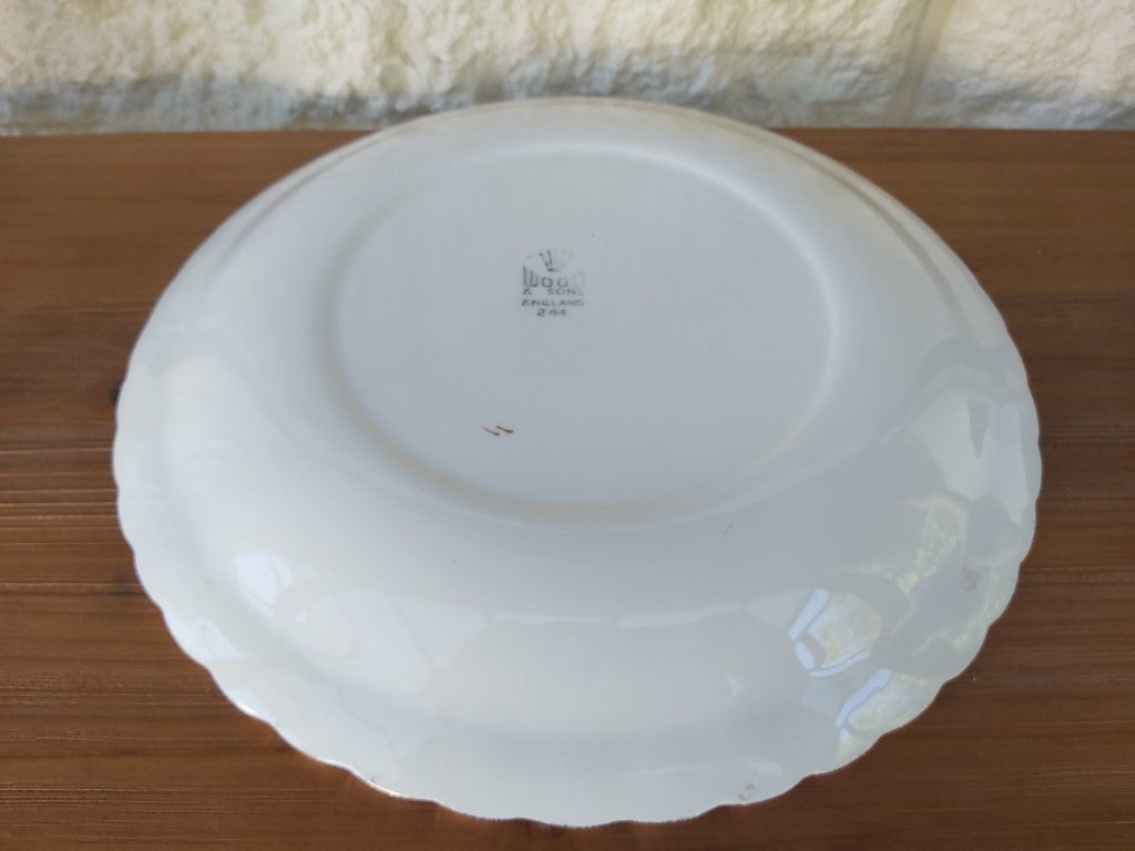 Stunning Vintage Wood & Sons Floral Plate with Gold Rim