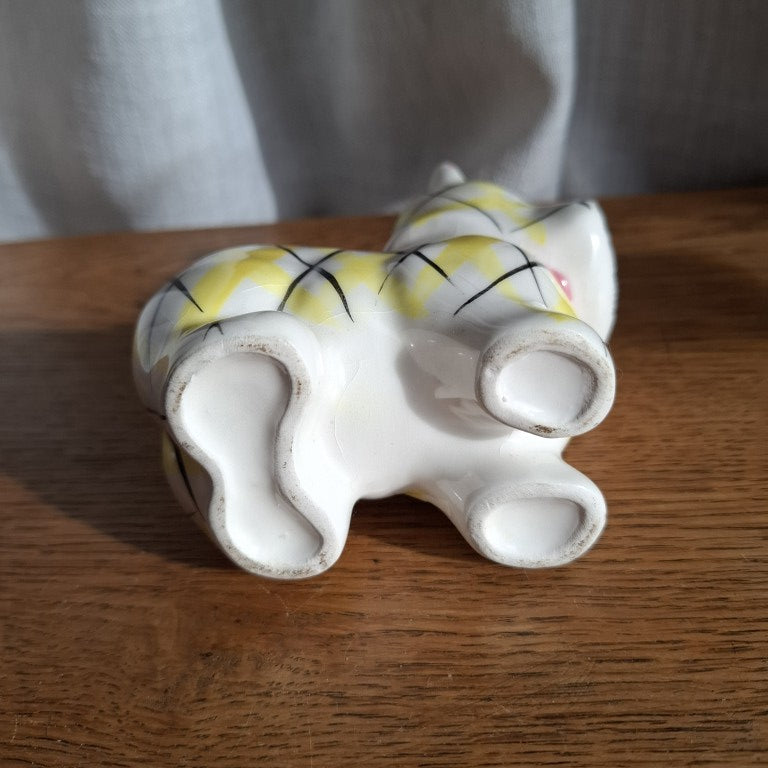 Yellow Plaid Scottie Dog Planter