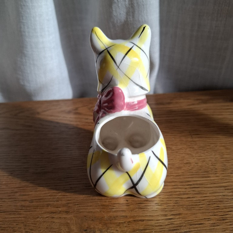 Yellow Plaid Scottie Dog Planter