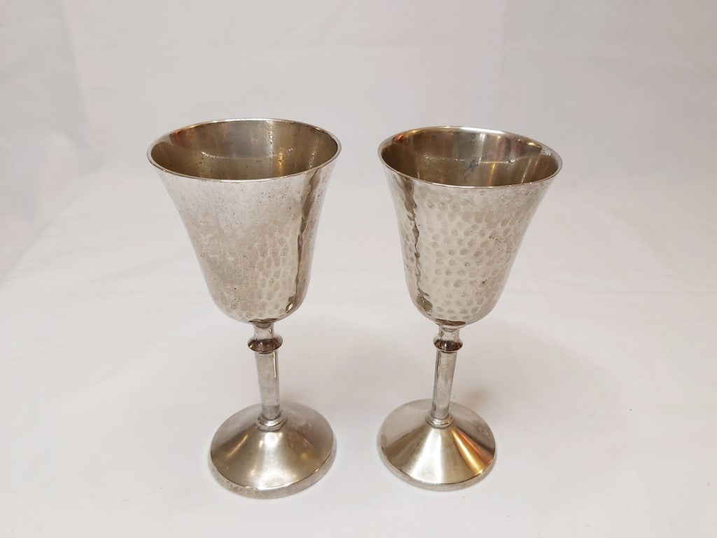 Pair of Vintage Hammered EPNS Goblets