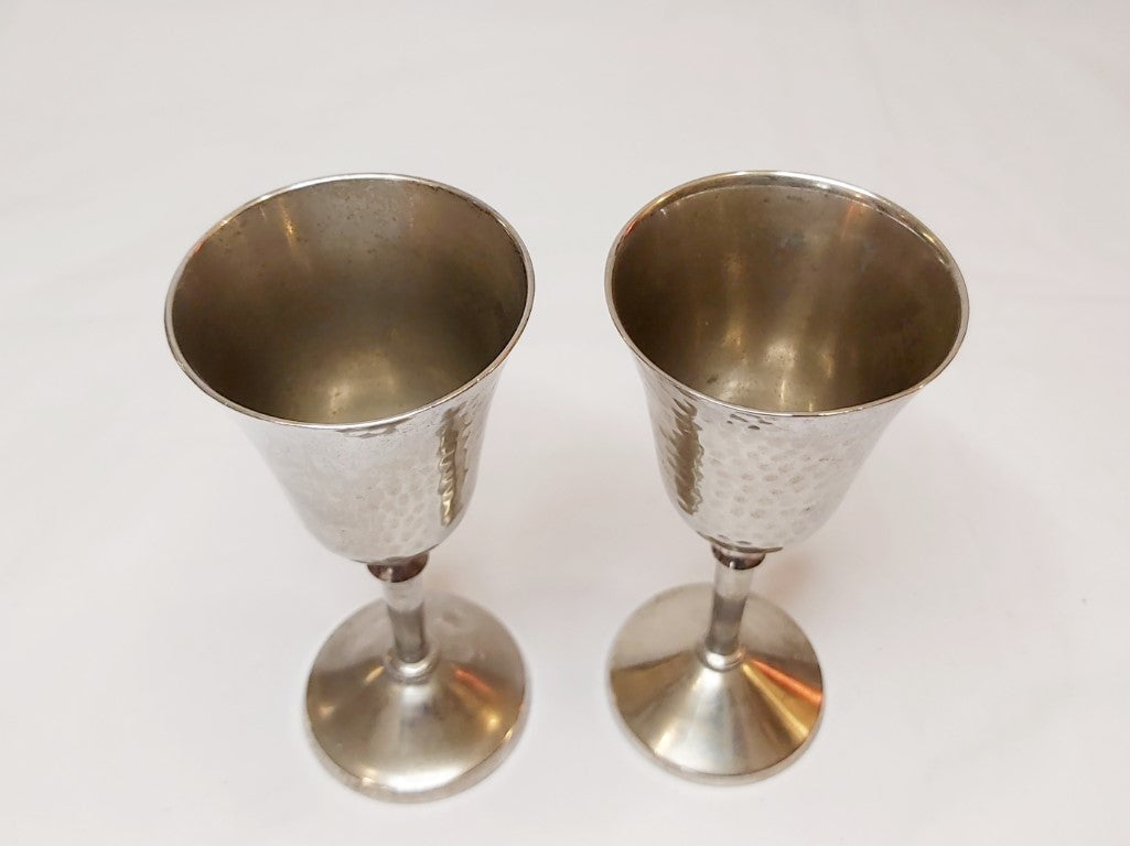 Pair of Vintage Hammered EPNS Goblets