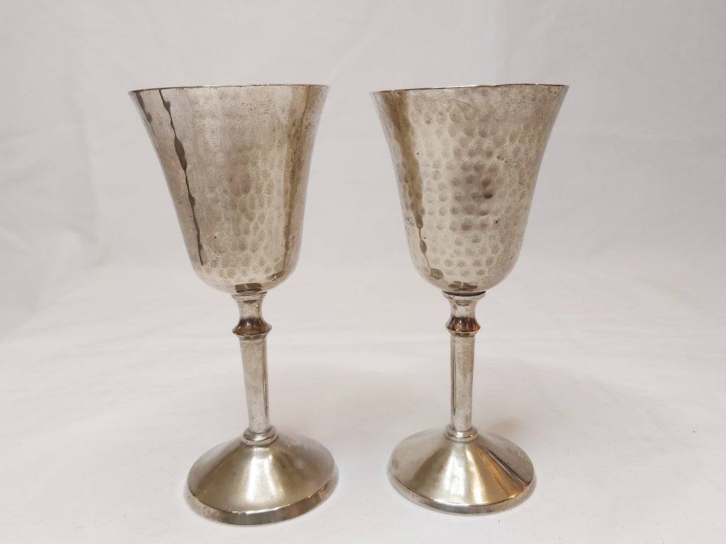Pair of Vintage Hammered EPNS Goblets