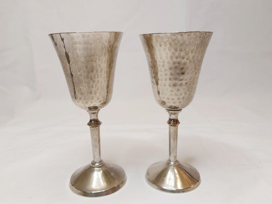 Pair of Vintage Hammered EPNS Goblets