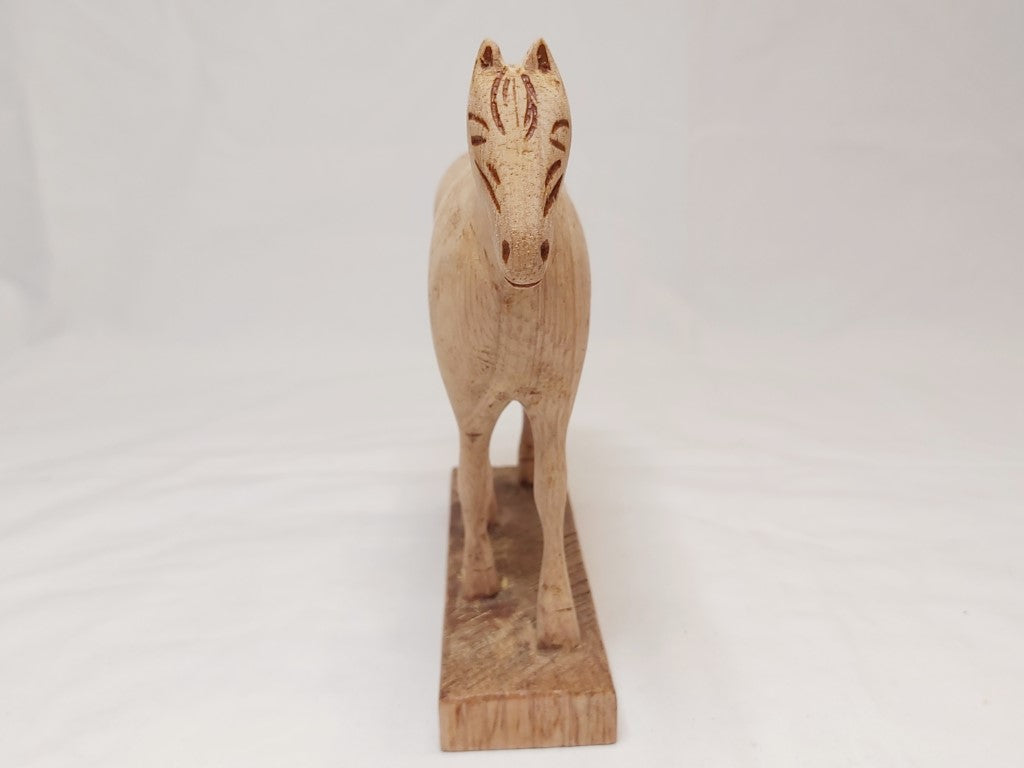 Rustic Folk Style Hand Carved Horse Sculpture Decor