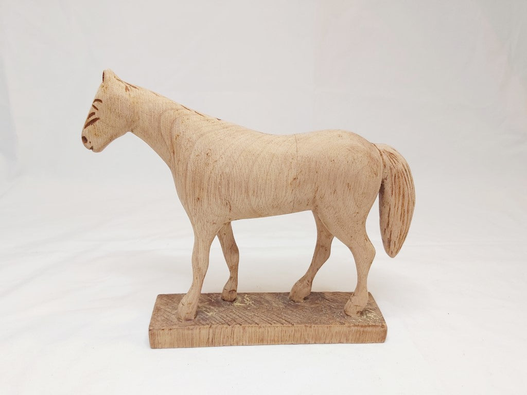Rustic Folk Style Hand Carved Horse Sculpture Decor