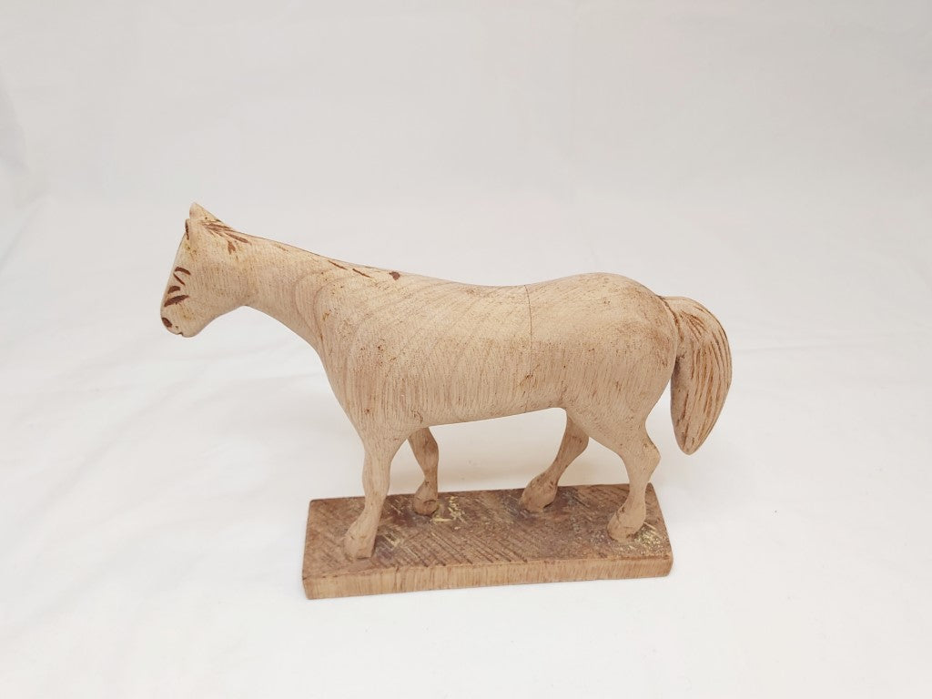 Rustic Folk Style Hand Carved Horse Sculpture Decor