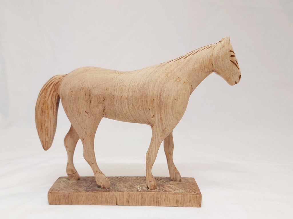 Rustic Folk Style Hand Carved Horse Sculpture Decor
