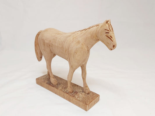 Rustic Folk Style Hand Carved Horse Sculpture Decor