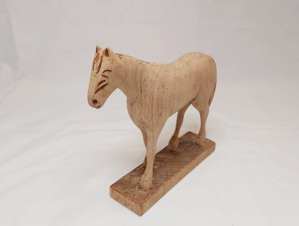 Rustic Folk Style Hand Carved Horse Sculpture Decor