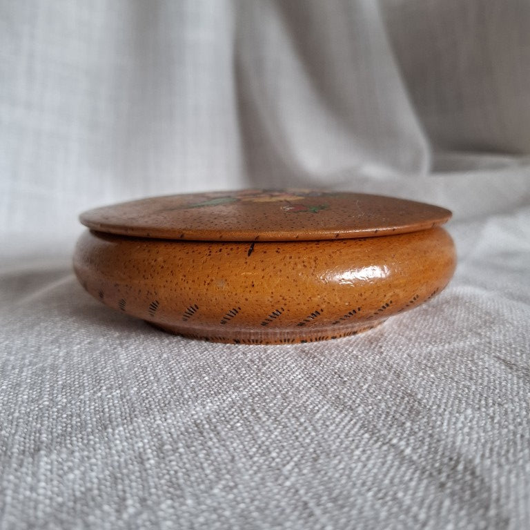 Light Wood Trinket Box with Handpainted Pansies