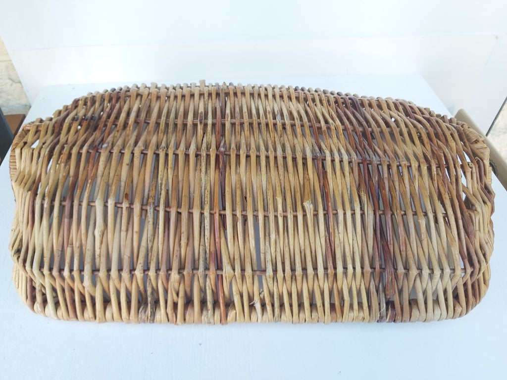 Vintage Large Low Wicker Basket