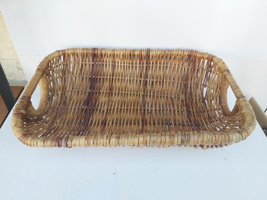 Vintage Large Low Wicker Basket