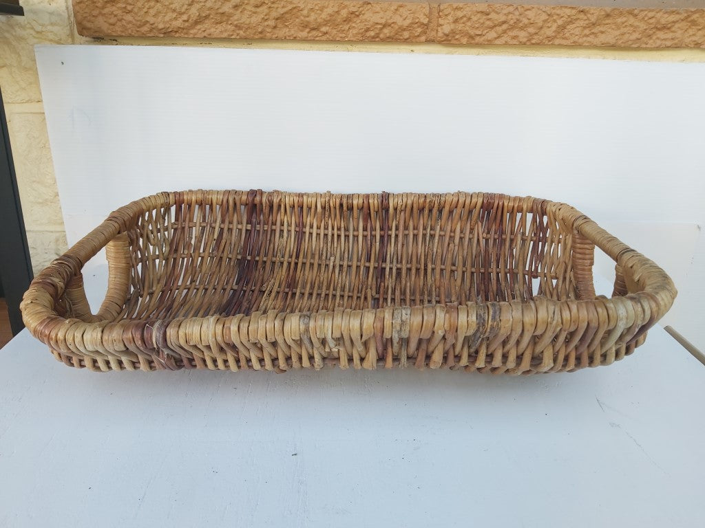 Vintage Large Low Wicker Basket