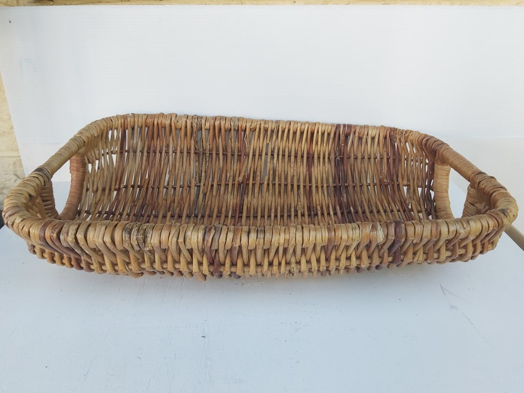 Vintage Large Low Wicker Basket