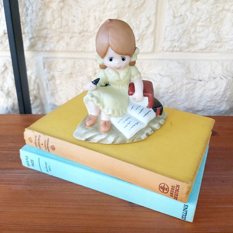 Vintage Porcelain Girl With Book Figurine