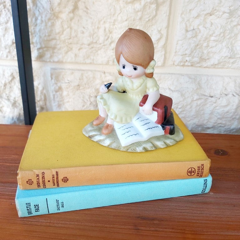 Vintage Porcelain Girl With Book Figurine