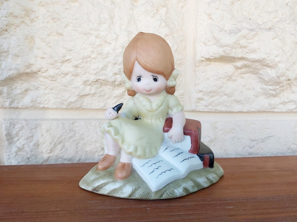 Vintage Porcelain Girl With Book Figurine