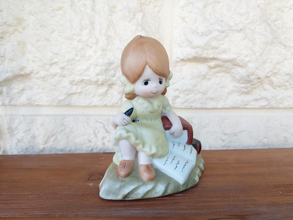 Vintage Porcelain Girl With Book Figurine