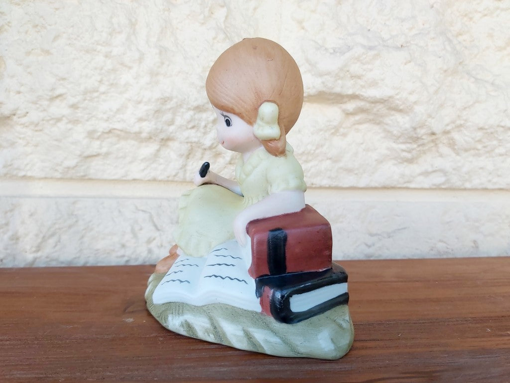 Vintage Porcelain Girl With Book Figurine