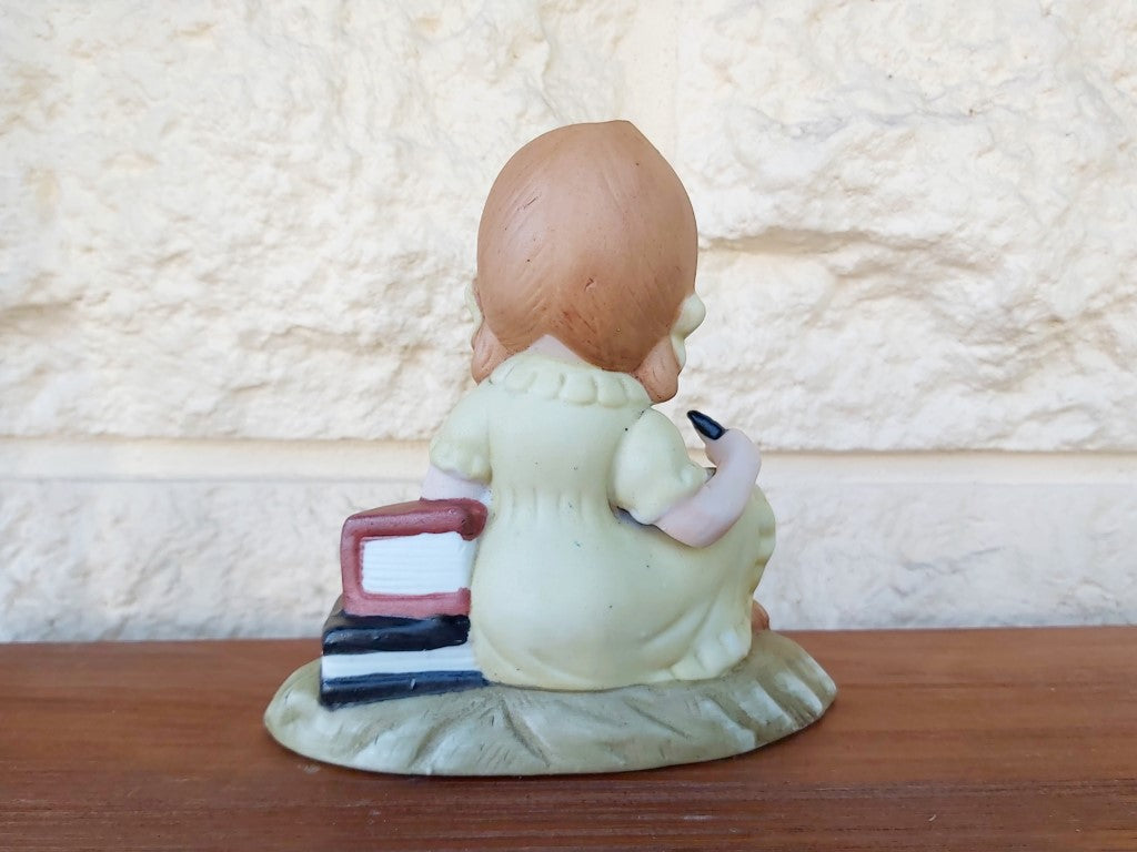 Vintage Porcelain Girl With Book Figurine