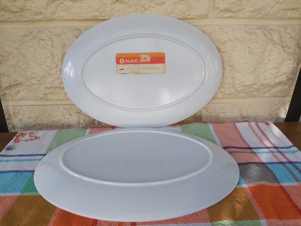 Pair of Vintage Oval BBQ Themed Ornamin Melamine Plates