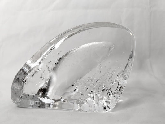 Mats Jonassen Signed Jumping Fish Paperweight