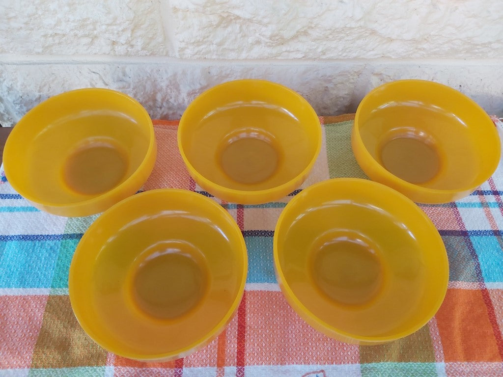 Set of 5 Vintage Melamine Dessert Bowls