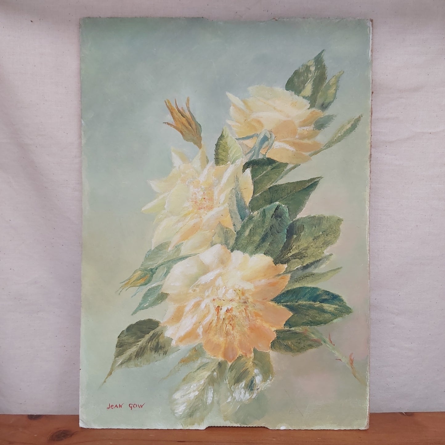Vintage Yellow Roses Painting by Jean Gow