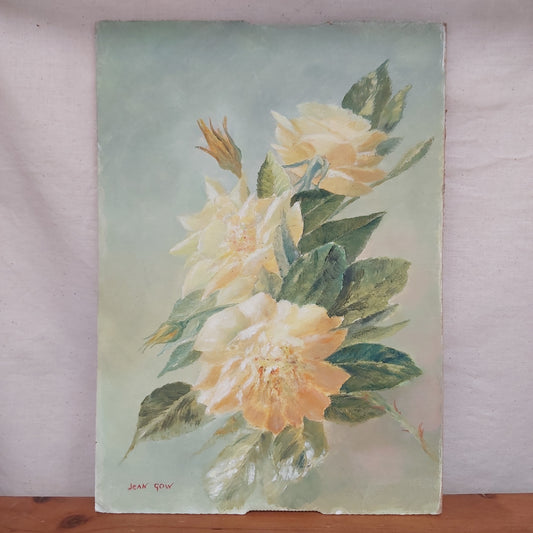 Vintage Yellow Roses Painting by Jean Gow